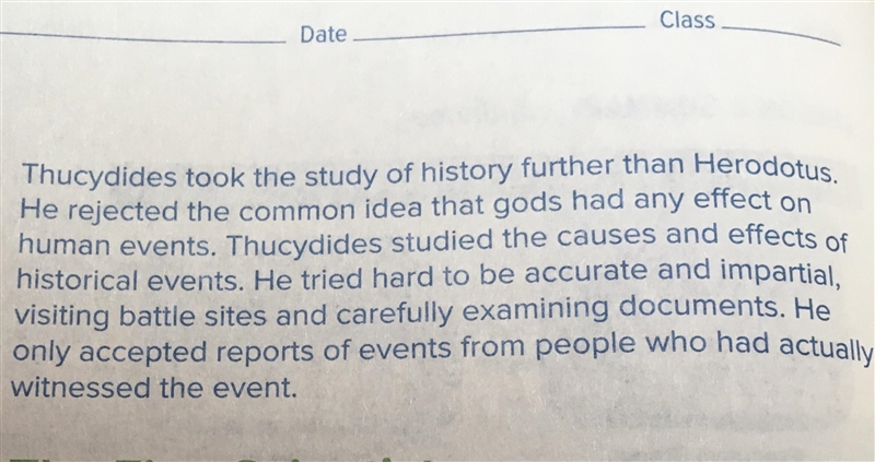 Plssssssss Help!!!!! Underlined evidence in the text of that shows how Thucydides-example-2