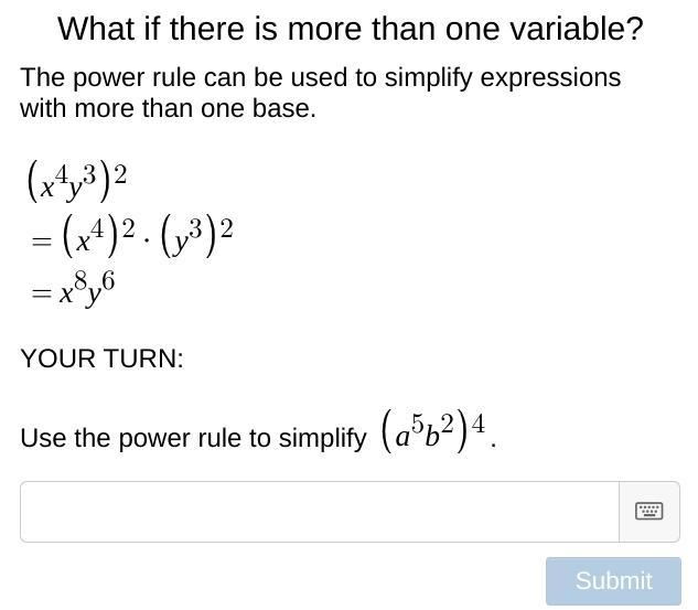 What if there is more than one variable? The power rule can be used to simplify expressions-example-1