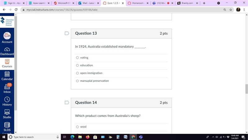 In 1924, Australia established mandatory _______.-example-1