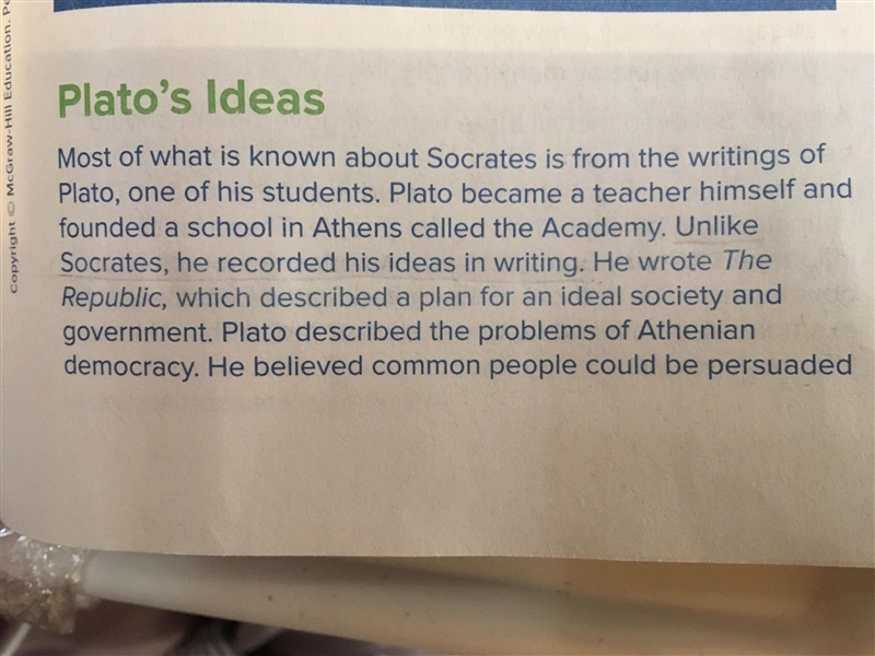 Plssssssss Help!!!!! How are Platos divisions different from Athenian democracy?-example-1