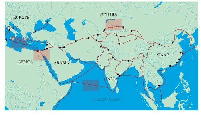 Identify the three trade routes used during the Hellenistic era.-example-1