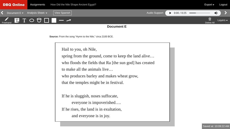 How does this document help you answer the question: How did the Nile shape Ancient-example-1