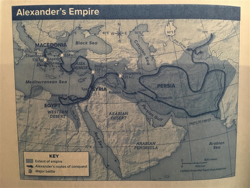 Plsssssss Help!!!!! Using the map of Alexander’s conquests, approximately how many-example-1