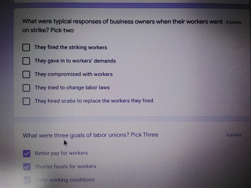 What were two typical responses of business owners when their workers went on strike-example-1