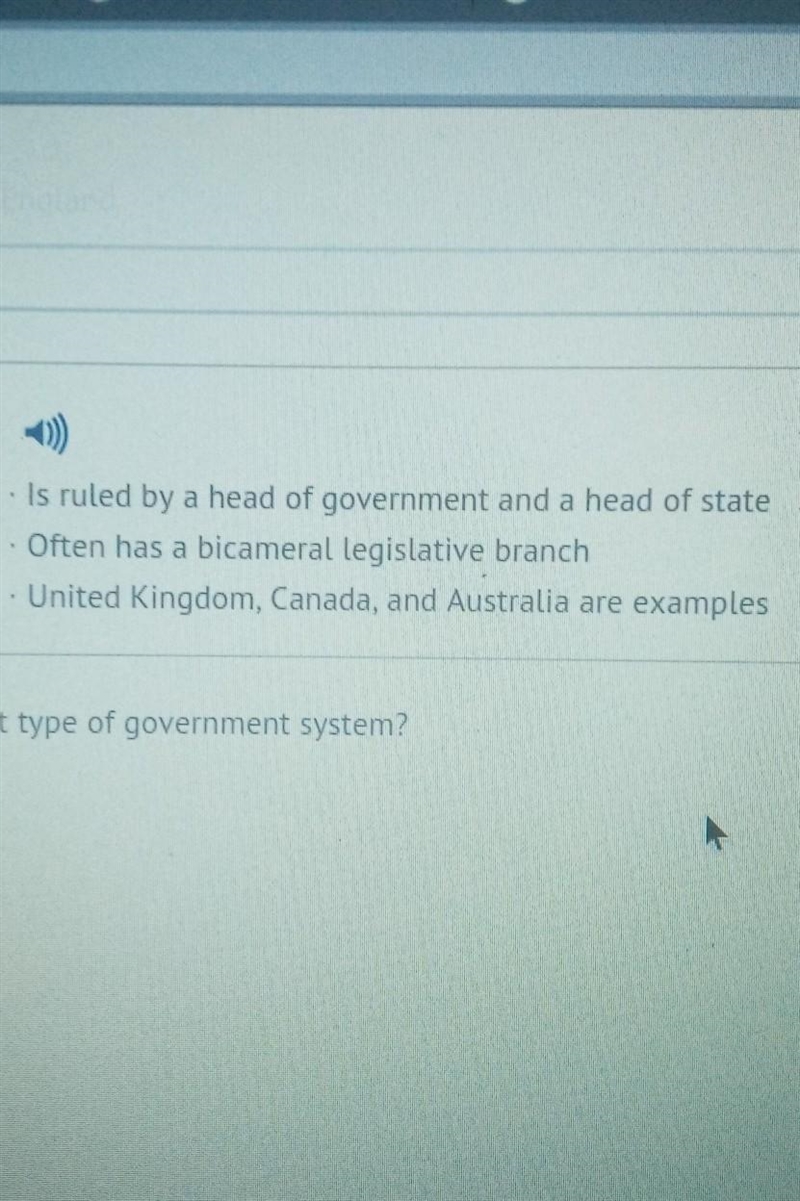 These items are describing what type of government system? A: confederate B: oligarchy-example-1