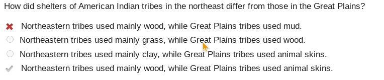 How did shelters of American Indian tribes in the northeast differ from those in the-example-1