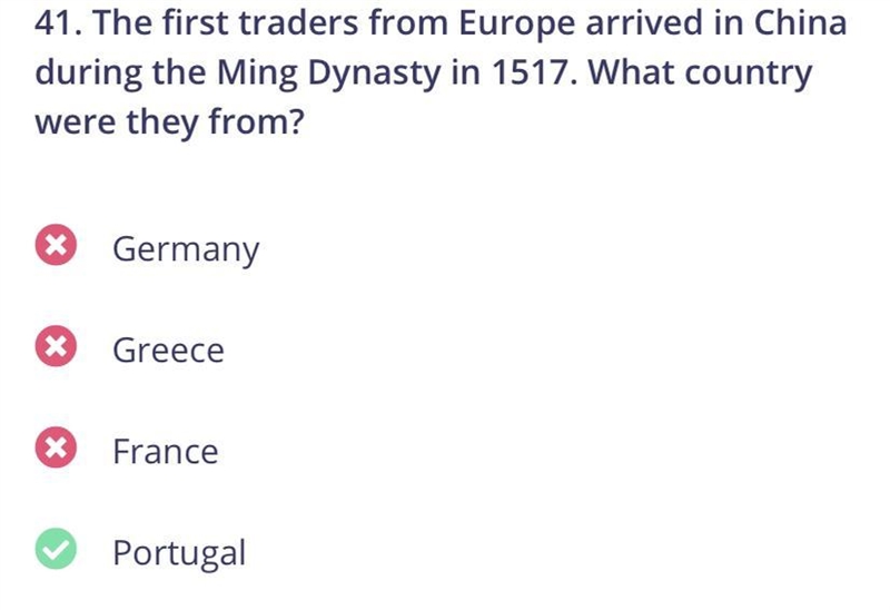 The first traders from Europe arrived in China during the Ming Dynasty in 1517. What-example-1