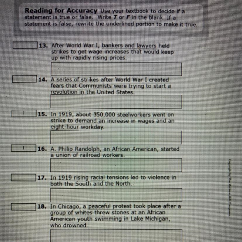 True or false? If false please tell me the right one or answer if it is true you can-example-1