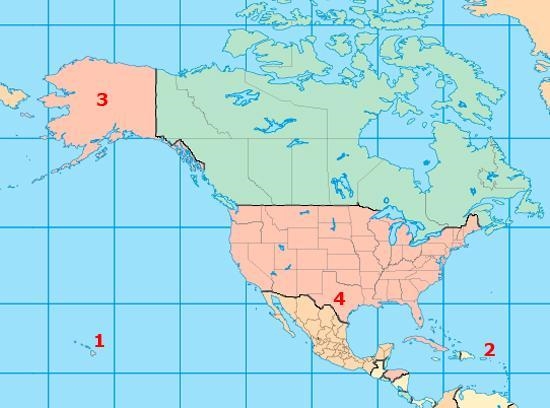 Which number on the map identifies a U.S. territory or protectorate that is not a-example-1