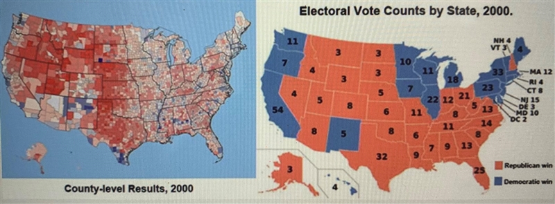 PLS HELLP!!!!! Together, these maps prove that A. county-level votes for a state have-example-1