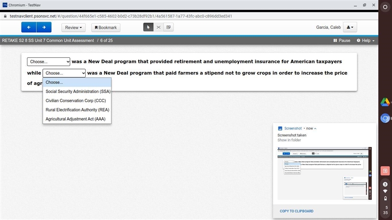 PLEEEASE HELP Choose... was a New Deal program that provided retirement and unemployment-example-1