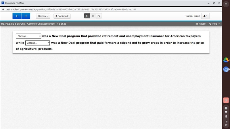 PLEEEASE HELP Choose... was a New Deal program that provided retirement and unemployment-example-3