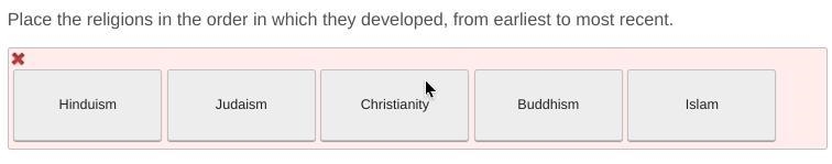 PLEASE HELP I NEED IT RN What are the 5 major world religions in chronological order-example-1