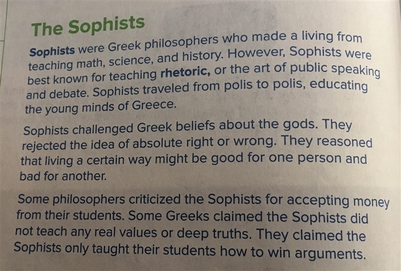 Plssssssss Help!!!! Fill in the chart to compare Socrates with the Sophists.-example-3