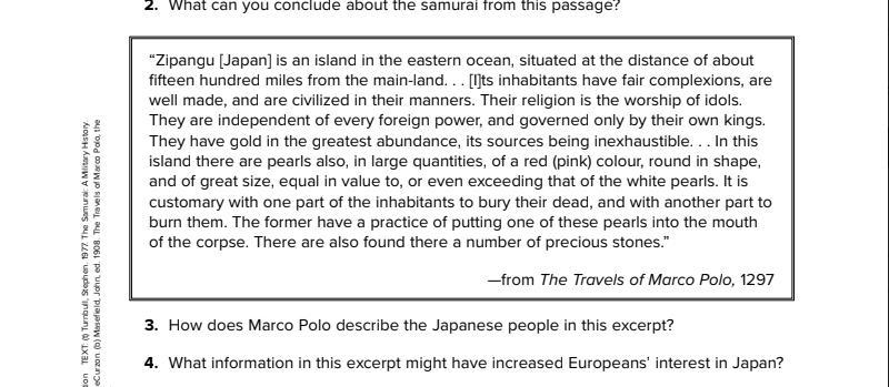 What can you conclude about the Samurai from this passage?-example-2