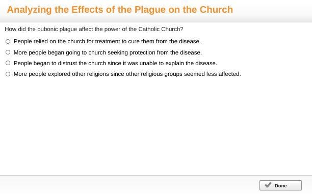 NEED HELP NOW How did the bubonic plague affect the power of the Catholic Church? People-example-1