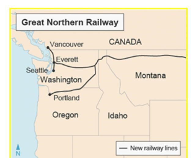 The map shows a railway to Washington that was built in the 1800s. Which STATE was-example-1