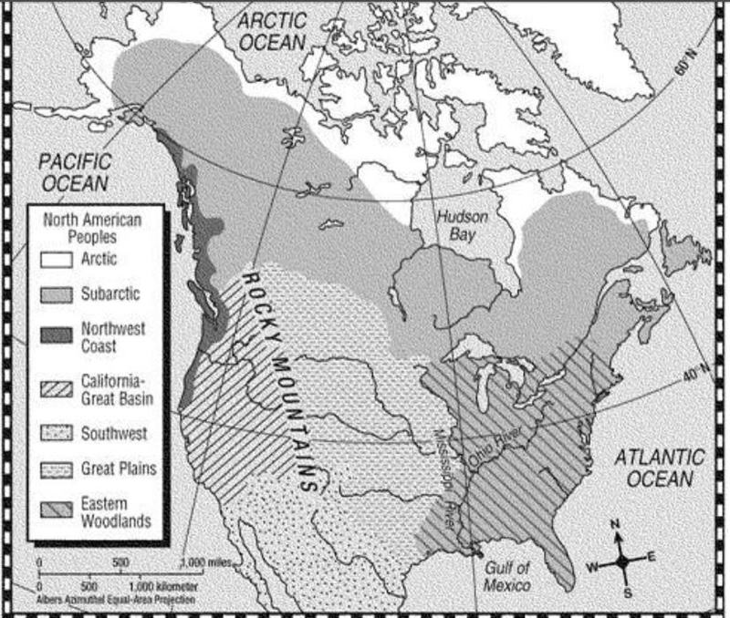 Which Native American people occupied the area labeled "Subartic" on this-example-1