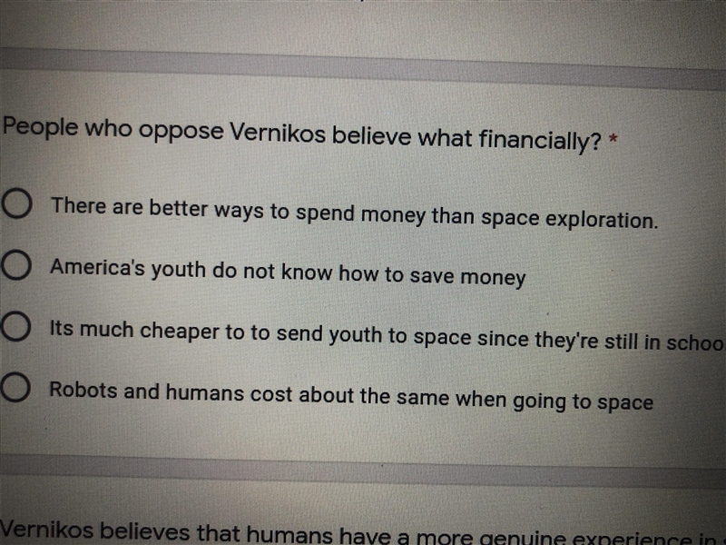 People who oppose Vernikos belive what Financially-example-1