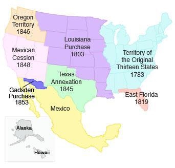 The map above shows the area of land known as the Mexican Cession. How did the outcome-example-1