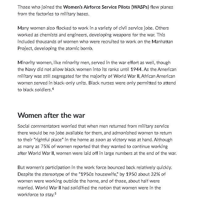 How did the contributions of the women on WWII change the women's role United States-example-3