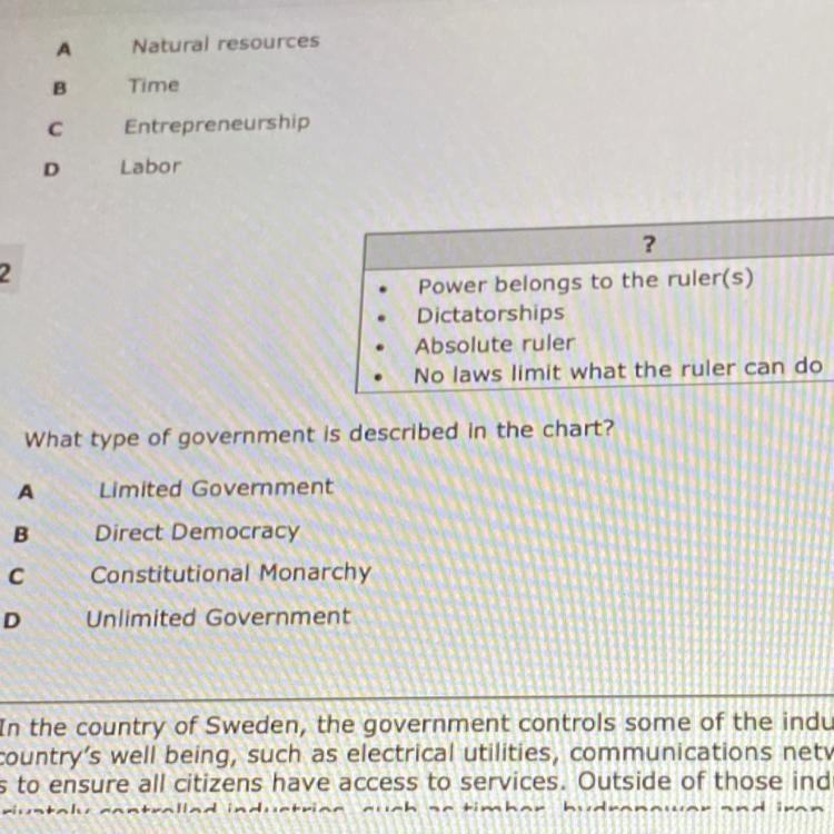 What type of government is described is the chart?-example-1