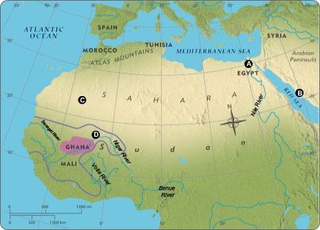 PLS HELP ME! ASAP! Which of these cities is Timbuktu? A B C D-example-1