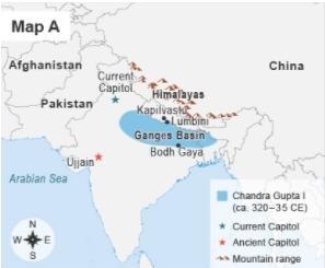 The maps show the Gupta Empire. Which of Samudra Gupta’s achievements is reflected-example-1