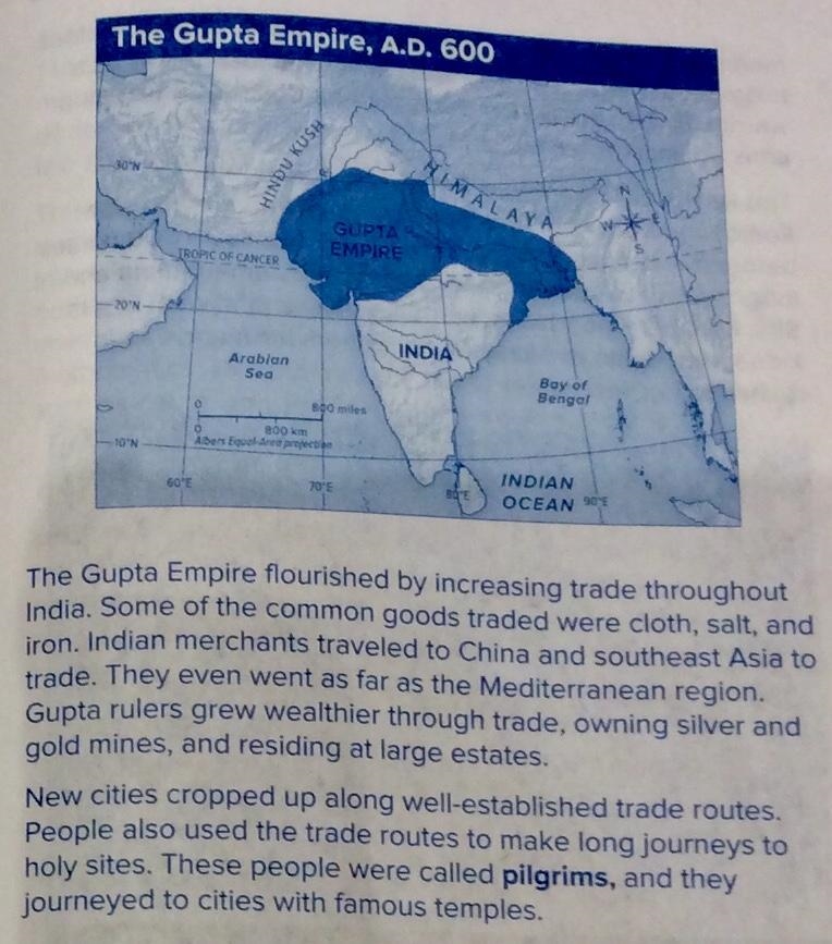 Plsssssssss Help!!! Look at the map. How might the Gupta empire have been able to-example-2