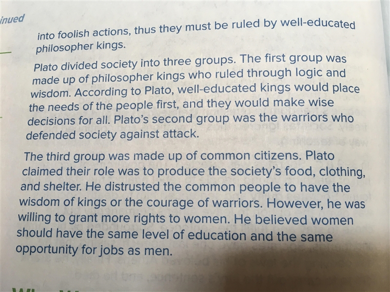 Plssssssss Help!!!!! How are Platos divisions different from Athenian democracy?-example-2