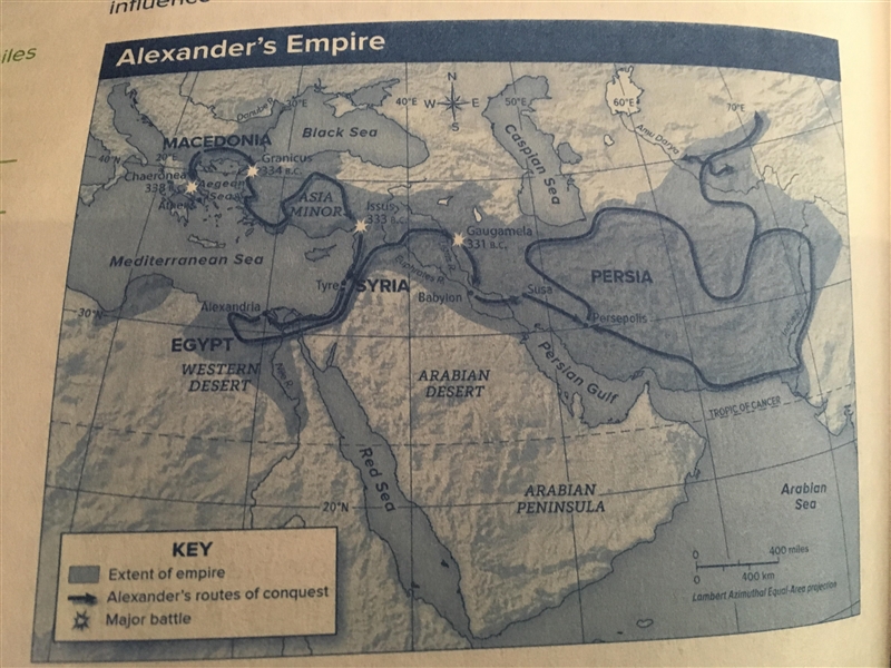 Plssssssss Help!!!! Using the map of Alexander’s conquest, approximately how many-example-1