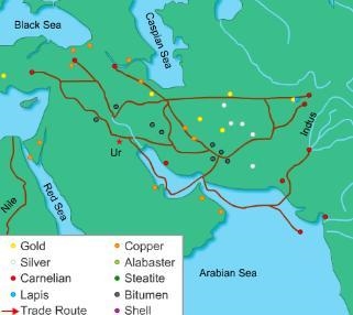 The map below highlights metals and their origination. Why was it important to barter-example-1