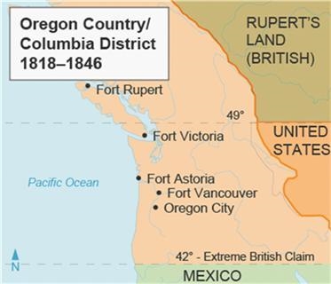 This map shows the Oregon Country. The most important information shown on this map-example-1