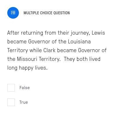 True or false: After returning from their journey, Lewis became Governor of the Louisiana-example-1