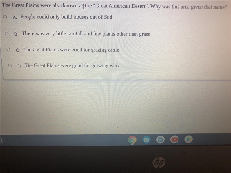 The great plains were also known as the great American desert why was this area given-example-1