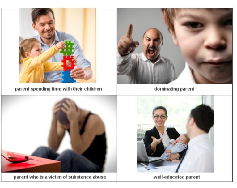 Which images show parents who are likely to have an adverse affect on their child-example-1