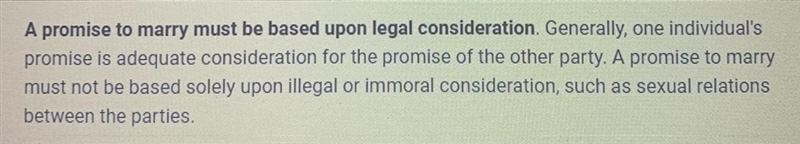 According to contract law of consideration.what is the consideration for marriage-example-1