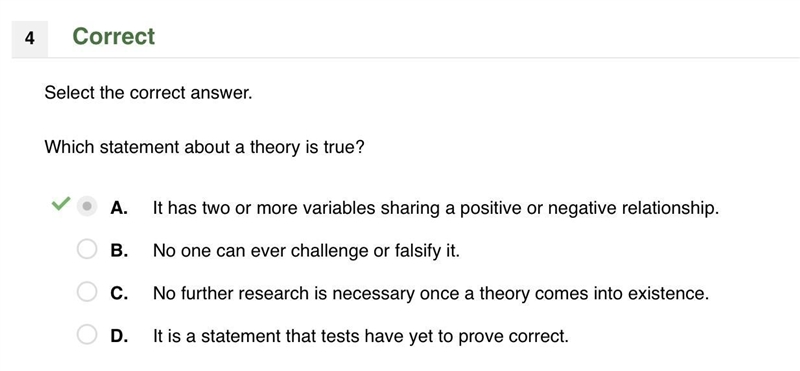 Which statement about a theory is true? A. It has two or more variables sharing a-example-1