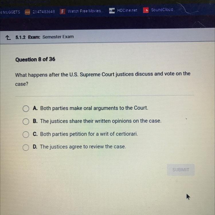 What happens after the U.S. Supreme Court justices discuss and vote on the case? O-example-1