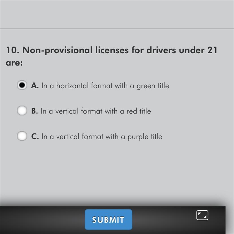 Non-provisional licenses for drivers under 21 are-example-1