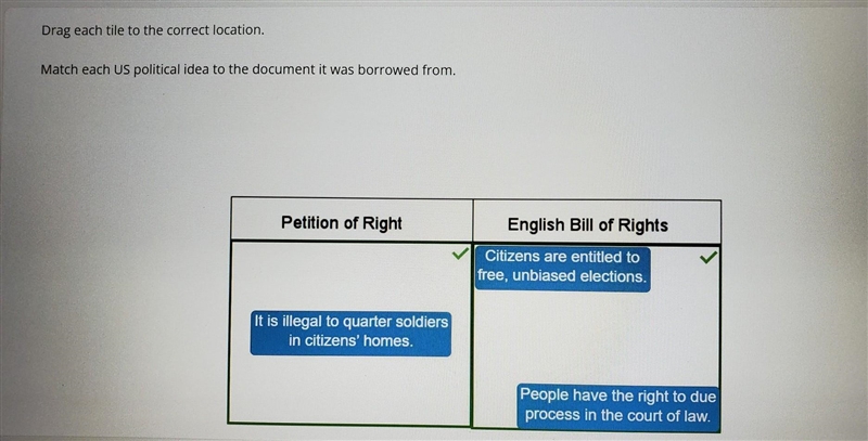 Match each US political idea to the document it was borrowed from.-example-1