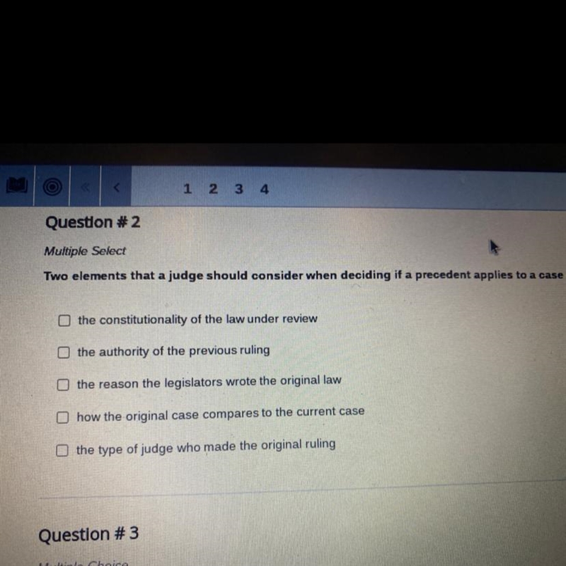 Two elements that a judge should consider when deciding if a precedent applies to-example-1