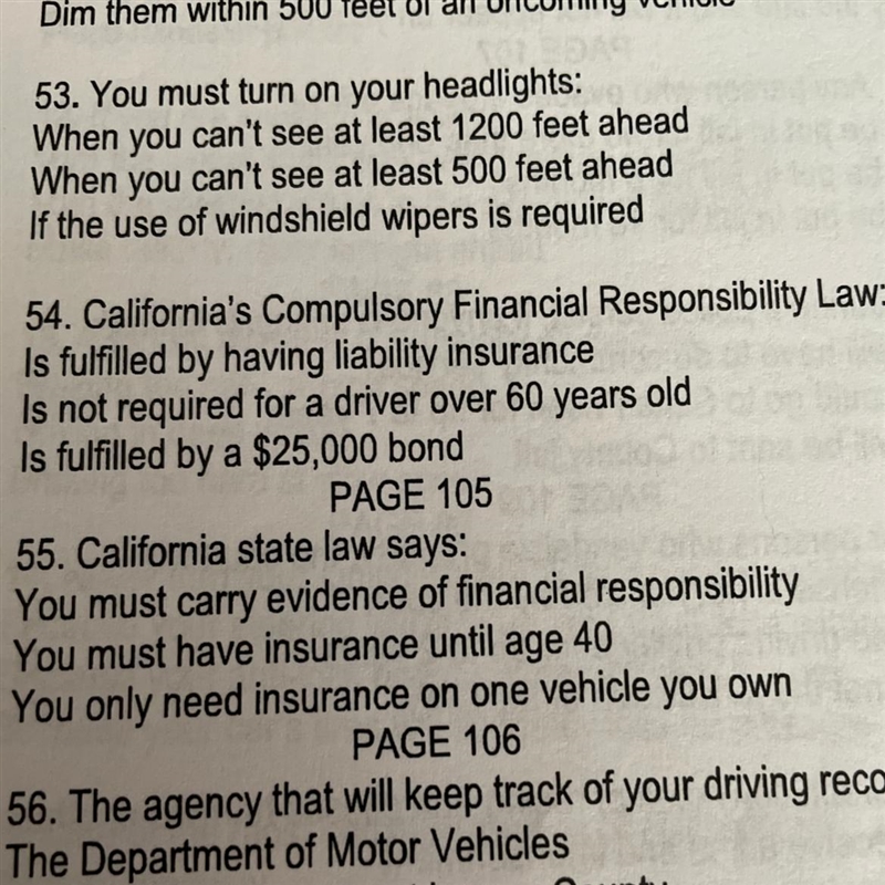 54. California's Compulsory Financial Responsibility Law: 1. Is fulfilled by having-example-1