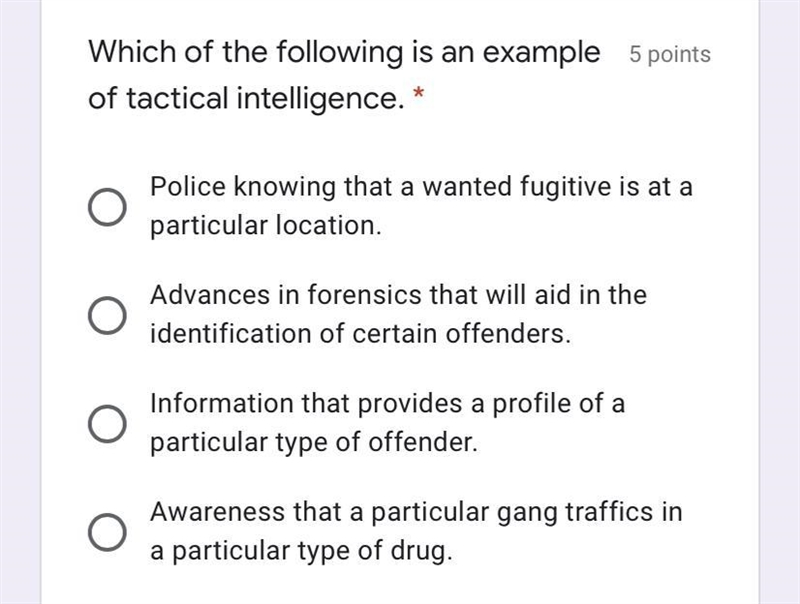 Which of the following is an example of tactical intelligence.-example-1