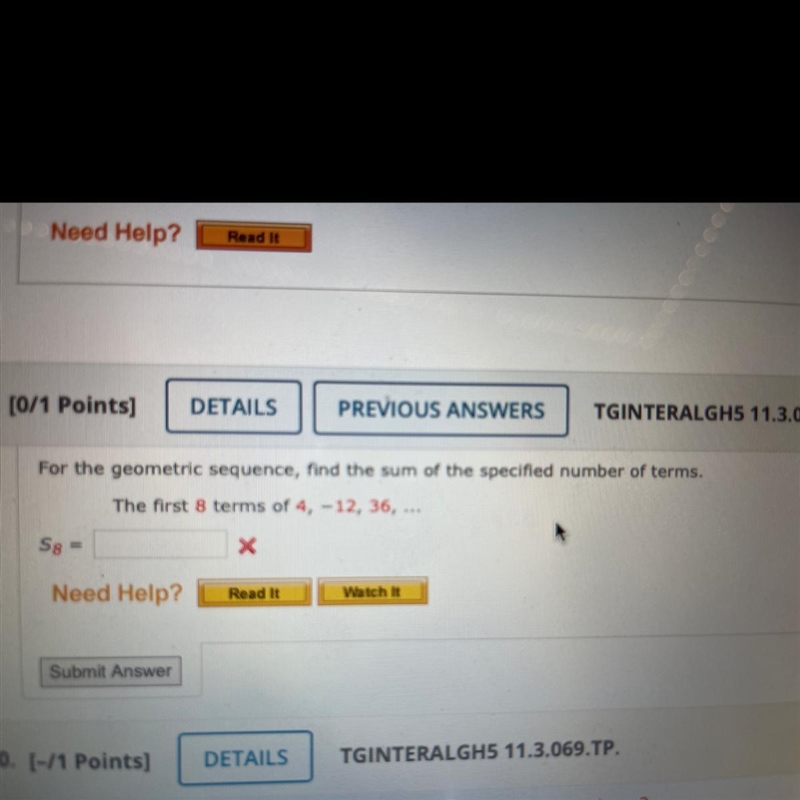 For the geometric sequence, find the sum of the specified number of terms. The first-example-1