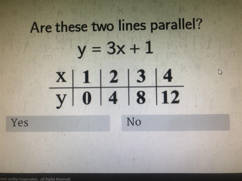 Are these two line parallel to each other??-example-1