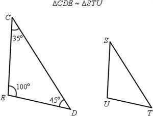 PLEASE HELP what is the measure of angle U? A.) 35 B.) 45 C.) 100 D.) 180-example-1