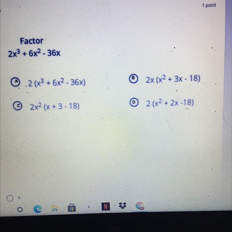 Factor 2x3 + 6x2 - 36x-example-1