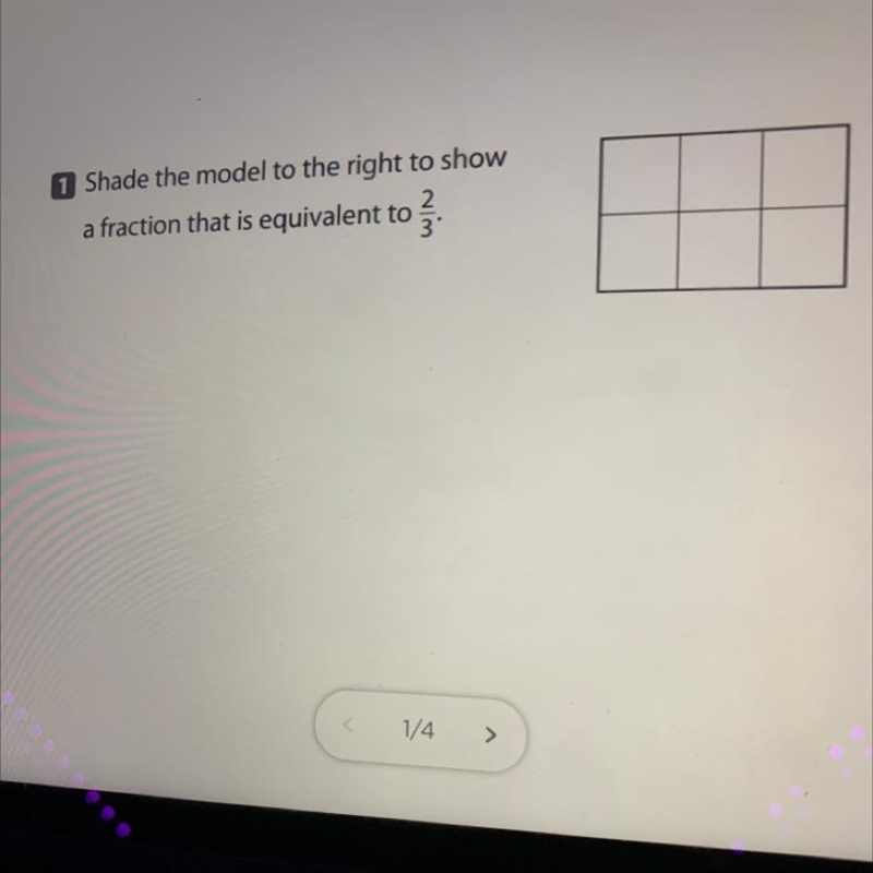 Help please !!!! Shade the model to the right to show a fraction that is equivalent-example-1