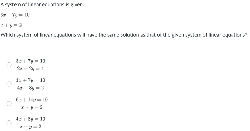 Which system of linear equations will have the same solution as that of the given-example-1